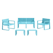 Ricki 5 Piece Modern Patio or Poolside Set - Tiffany Blue