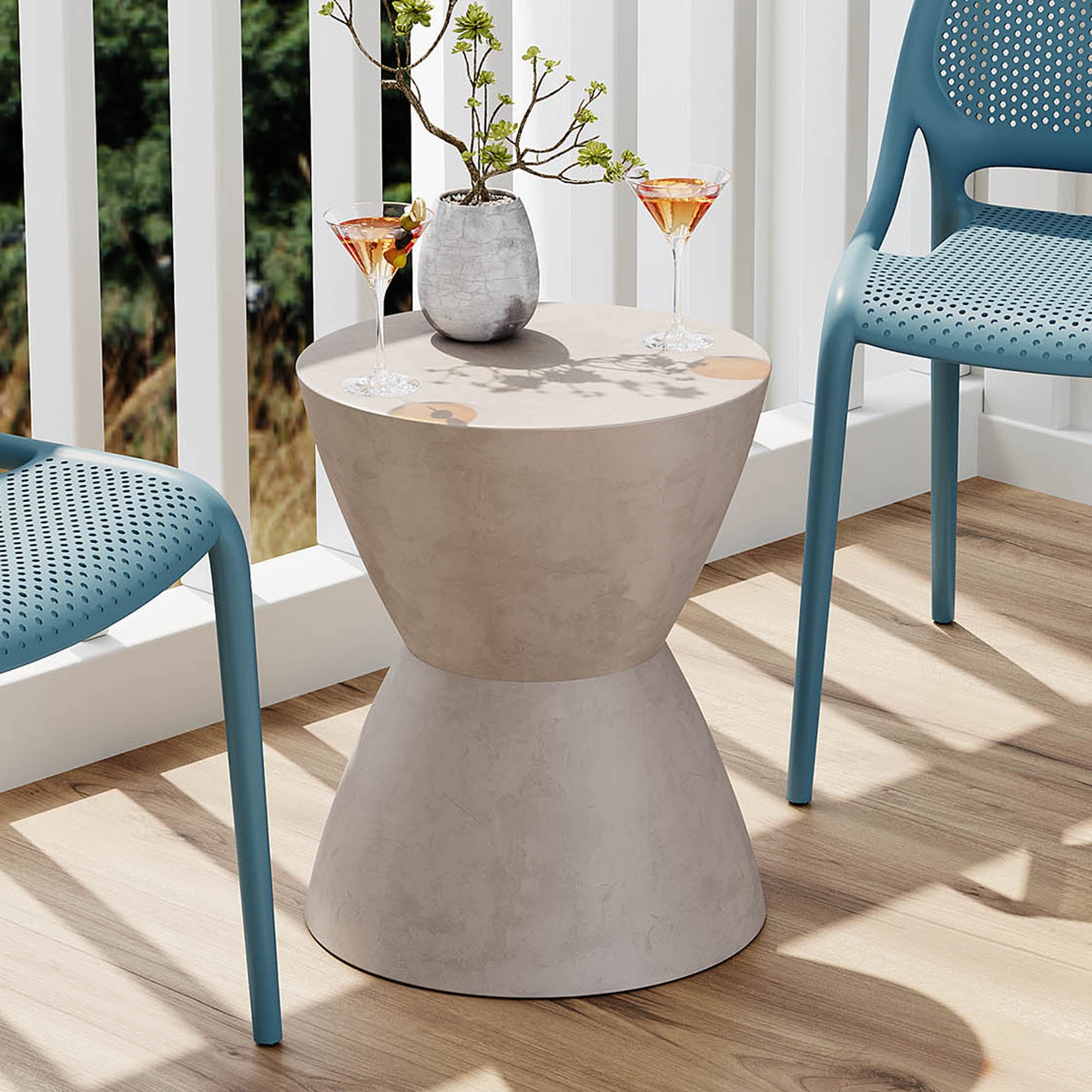 Chess Side Table in Gray - Indoor and Outdoor Use - 15"D x 18"H