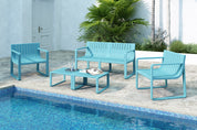 Ricki 5 Piece Modern Patio or Poolside Set - Tiffany Blue