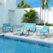 Ricki 5 Piece Modern Patio or Poolside Set - Tiffany Blue
