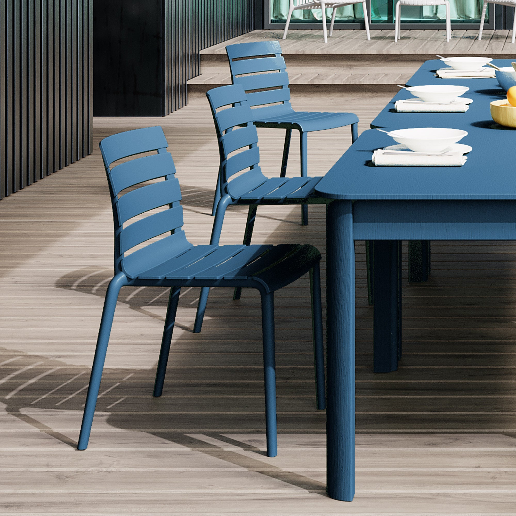 Rylan Stackable Chair - Berry Blue, Indoor/Outdoor - Set of 4