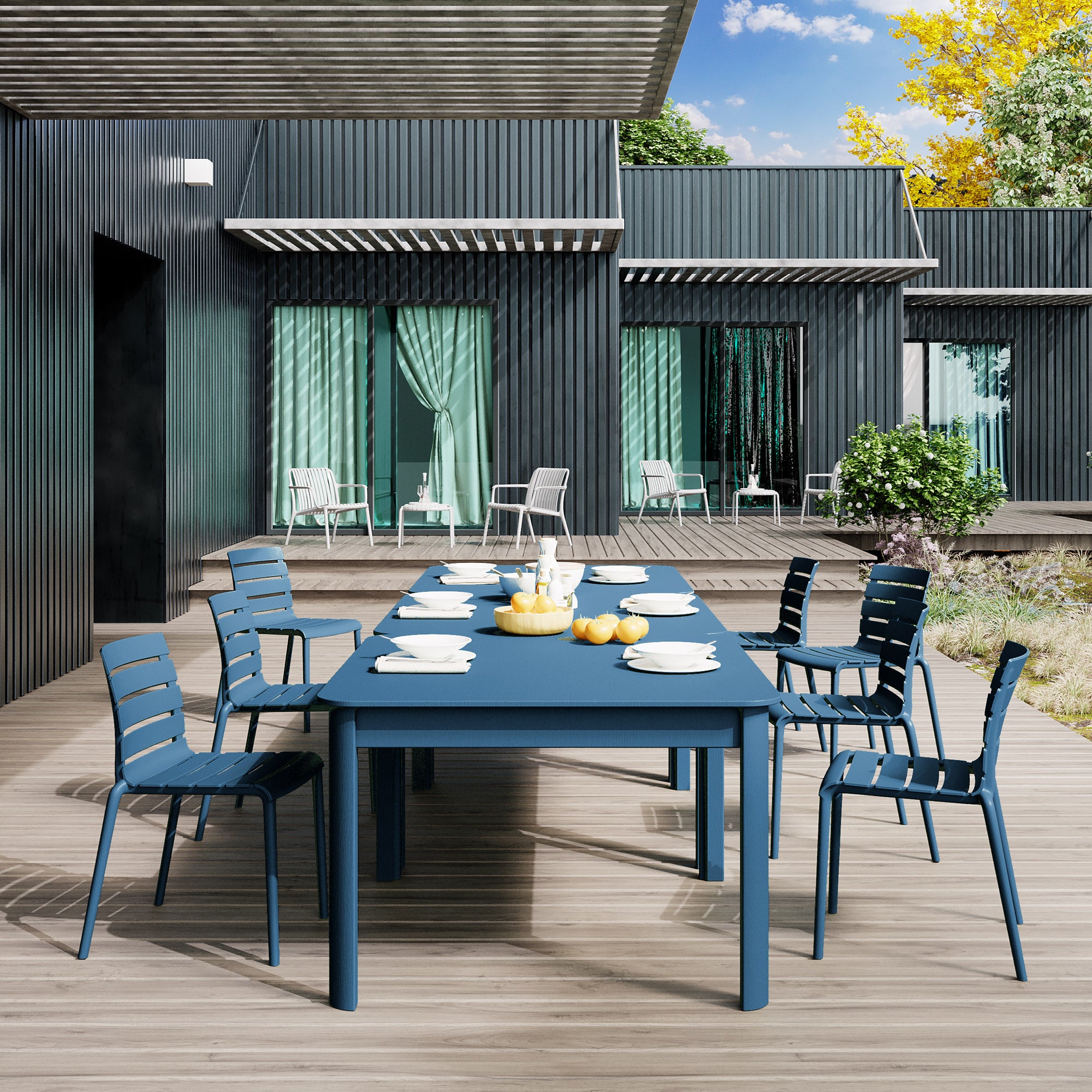 Rylan Stackable Chair - Berry Blue, Indoor/Outdoor - Set of 4
