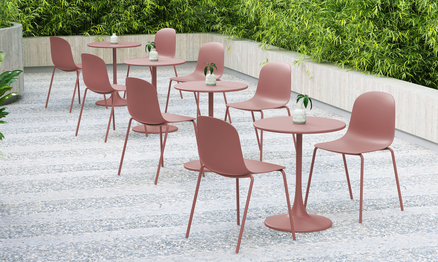 Serena Stackable Chair - Dusty Pink, Indoor/Outdoor - Set of 4