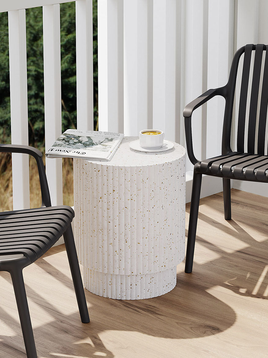 Sheila Indoor or Outdoor End Table - Stone White - 15.8"D x 19.7"H