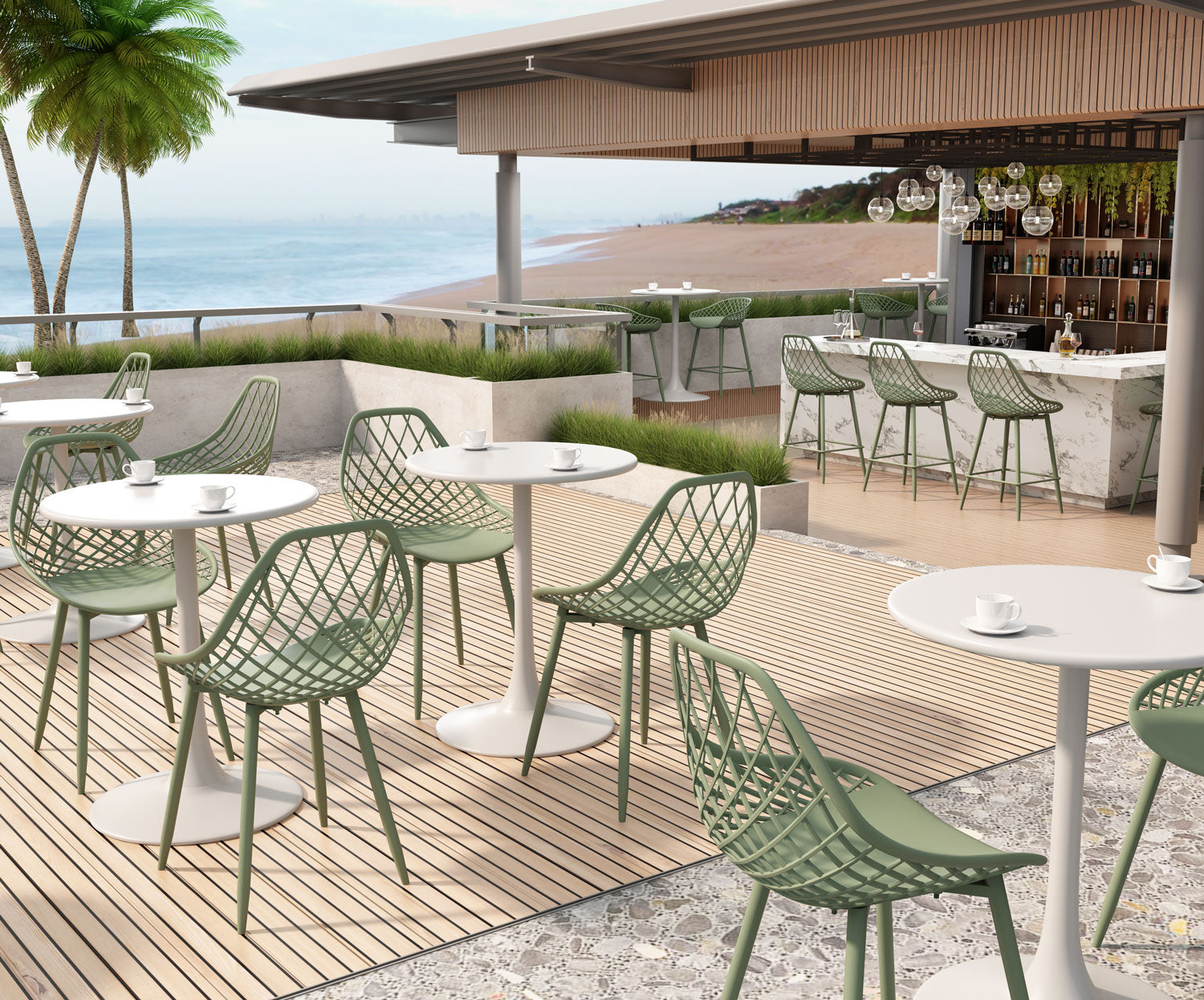 Kurv® Dining Chair - Aloe Green, Indoor/Outdoor - Set of 2