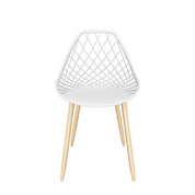 Kurv® Dining Chair - White with Natural Legs, Indoor/Outdoor - Set of 2