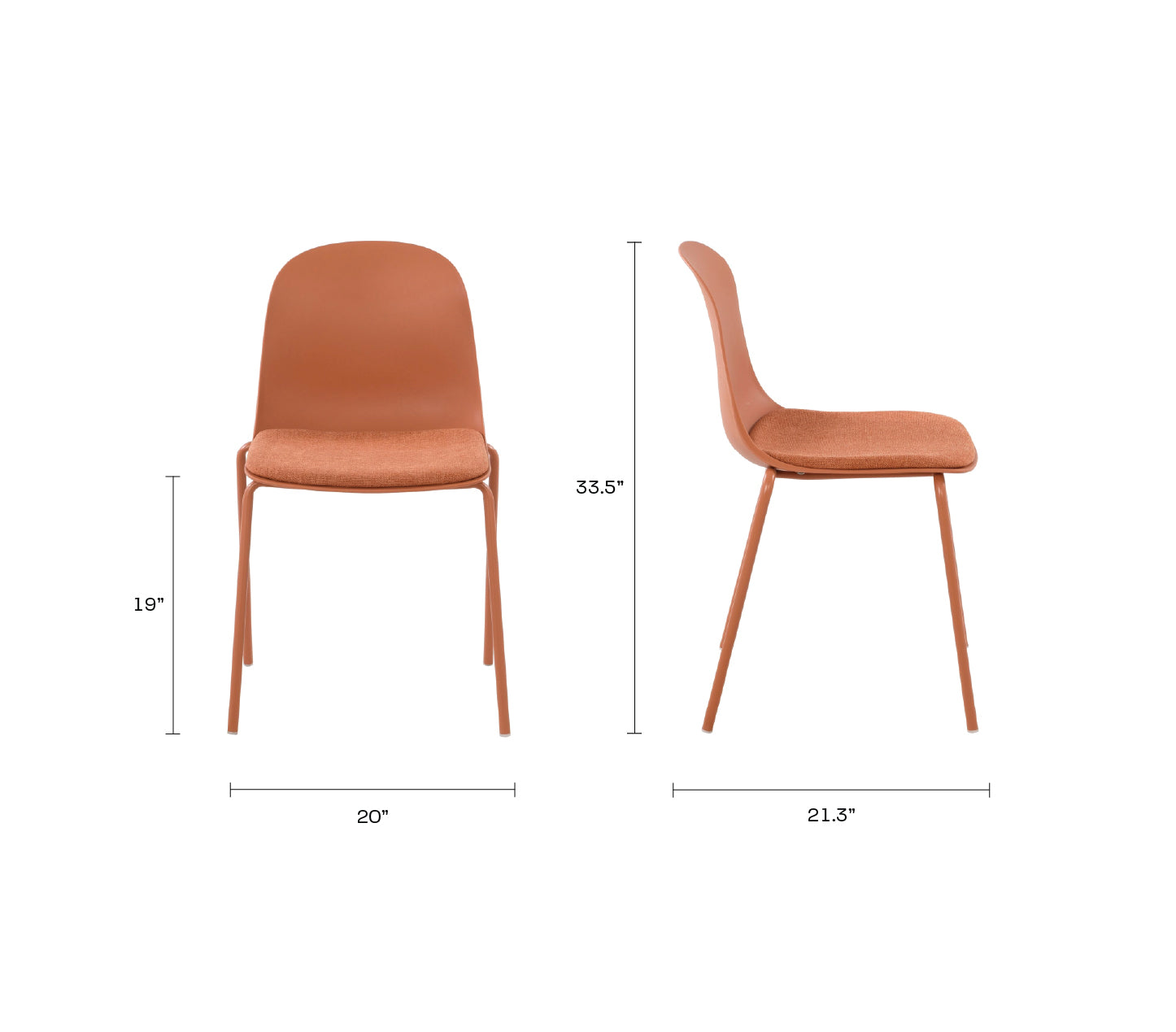 Serena Stackable Chair - Clay Red, with Cushion - Set of 4