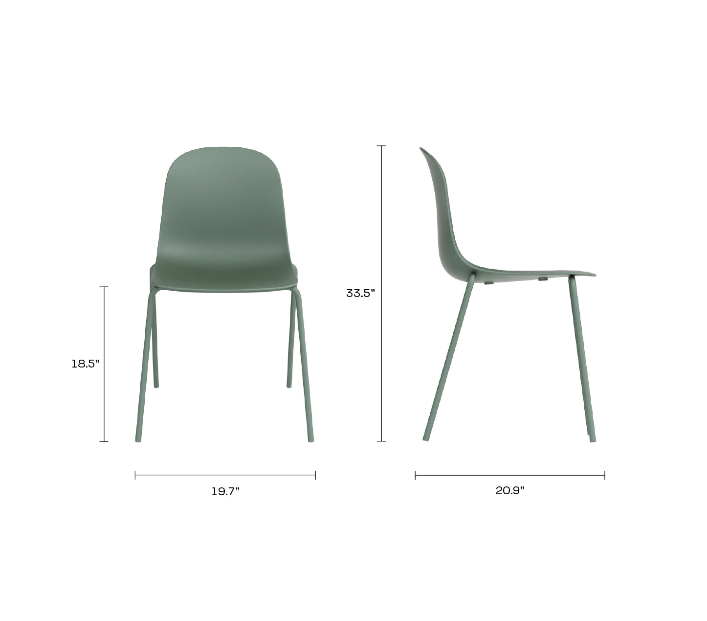 Serena Stackable Chair - Aloe Green, Indoor/Outdoor - Set of 4