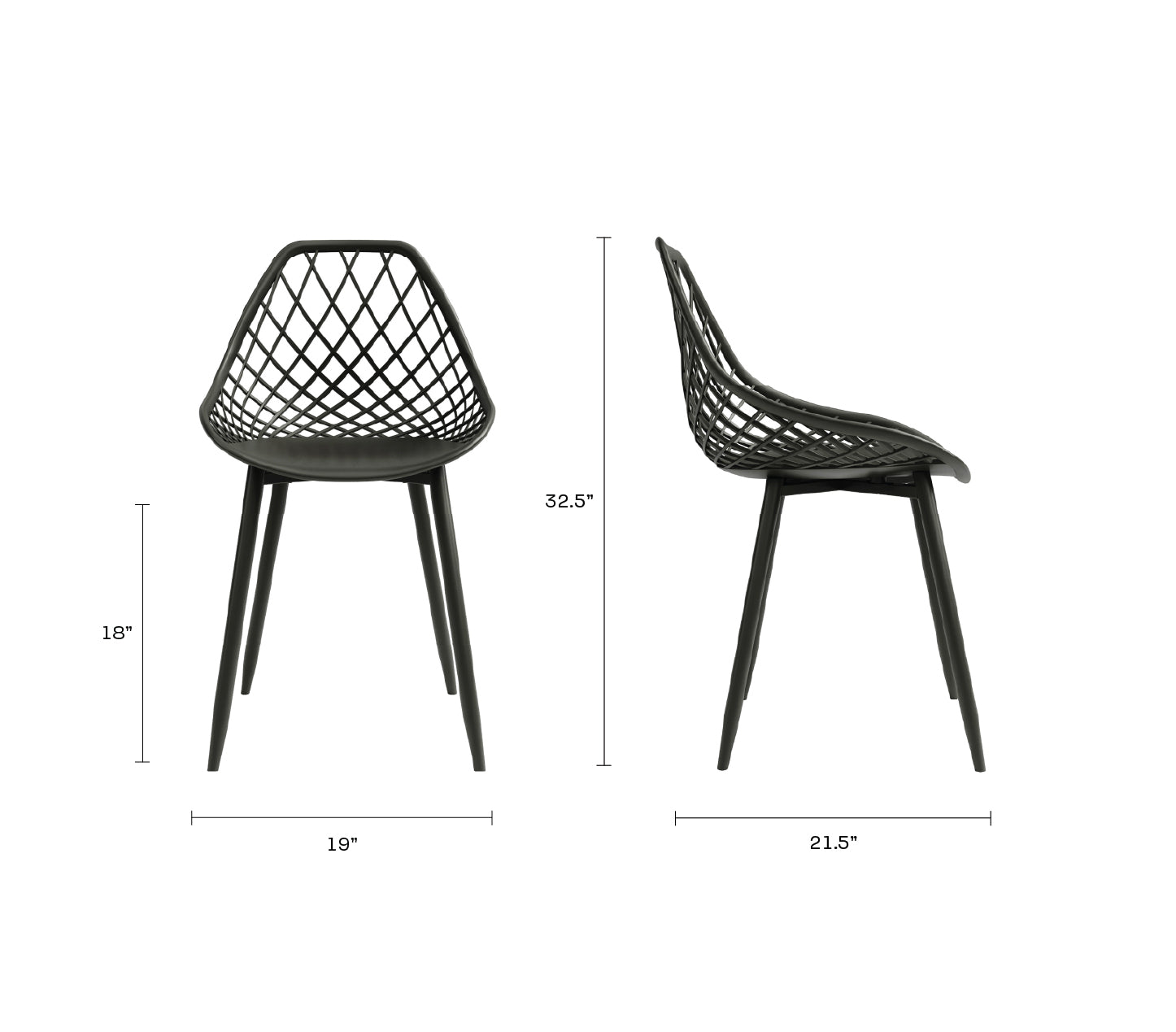 Kurv® Dining Chair - Black, Indoor/Outdoor - Set of 2