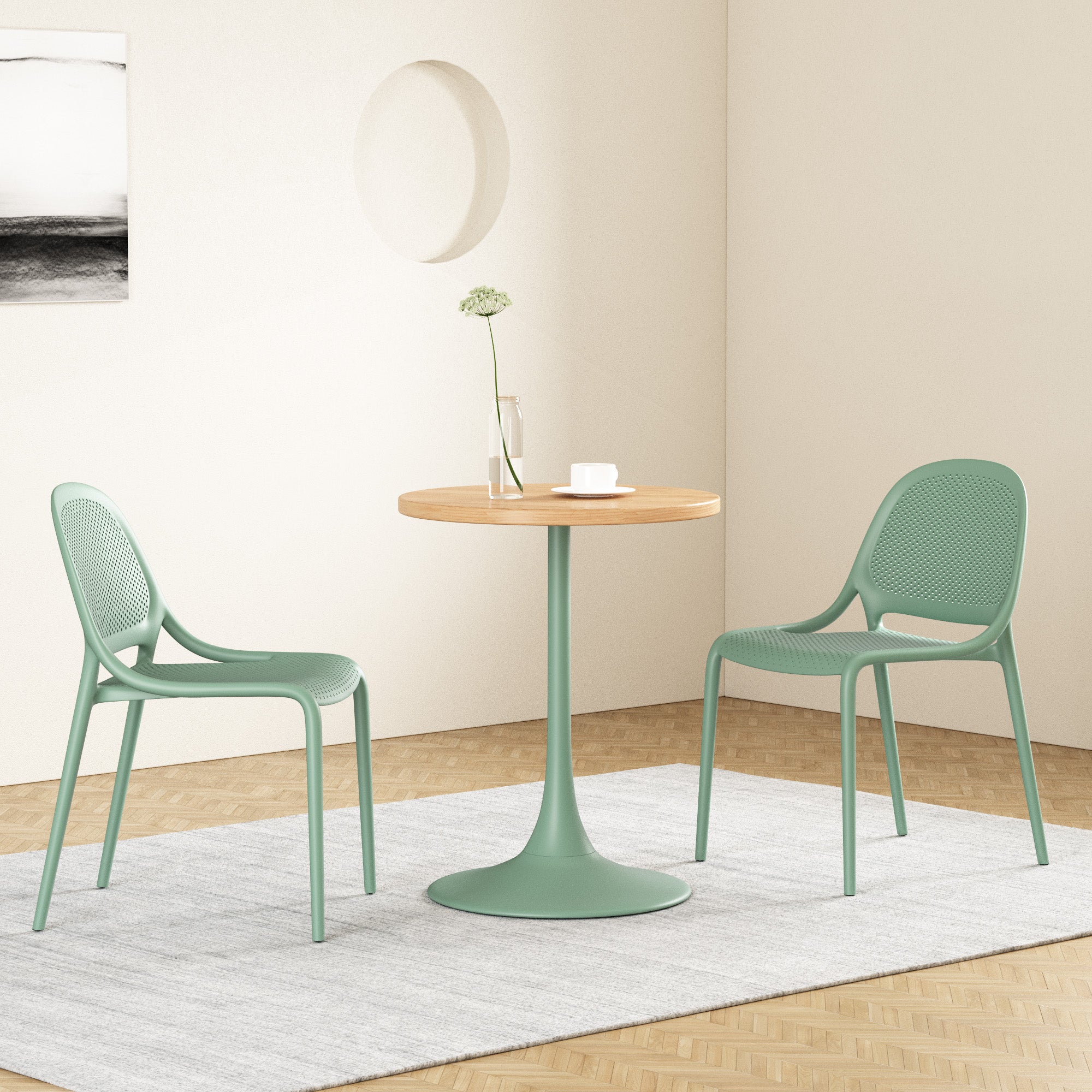 Elise Round Table - Aloe Green