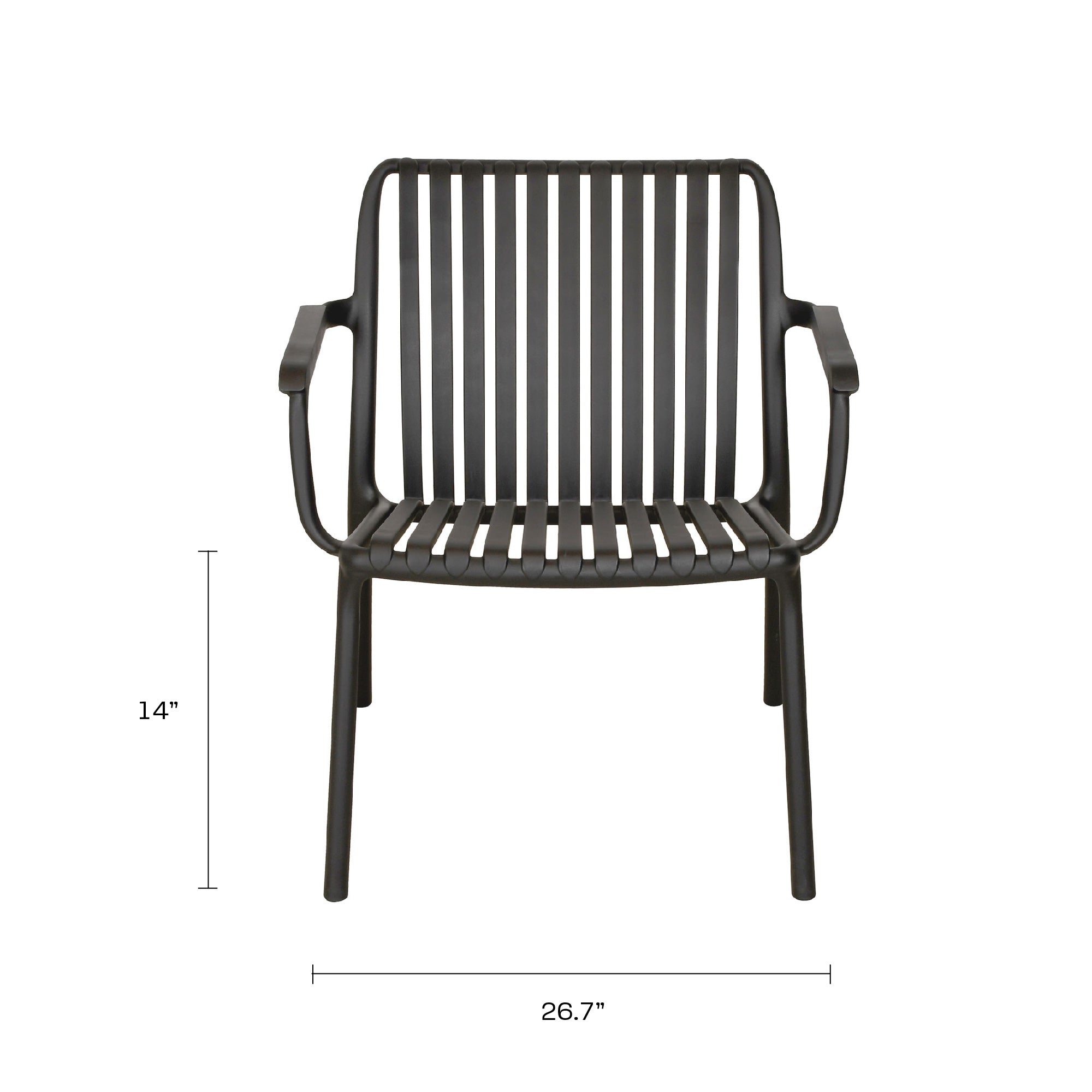 Fiji Stackable Indoor or Outdoor Modern Lounge Chair - Black - Set of 2