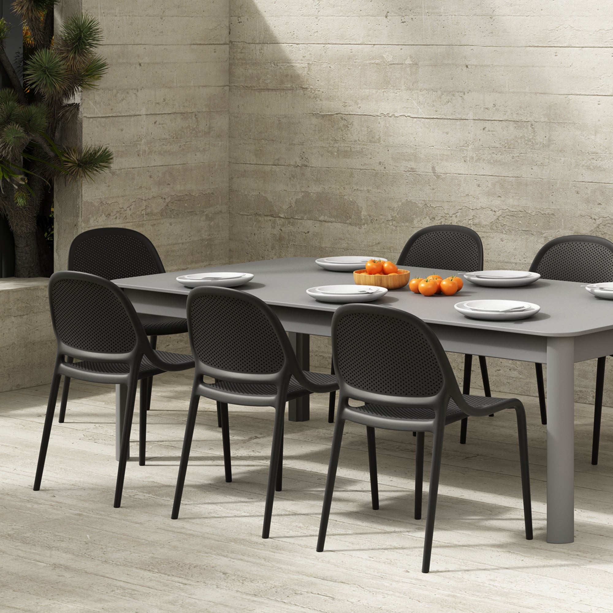 Shay Stackable Chair - Black, Indoor/Outdoor - Set of 2