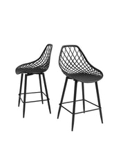 Kurv™ Indoor and Outdoor Counter Chair - Black with Black Legs - Set of 2
