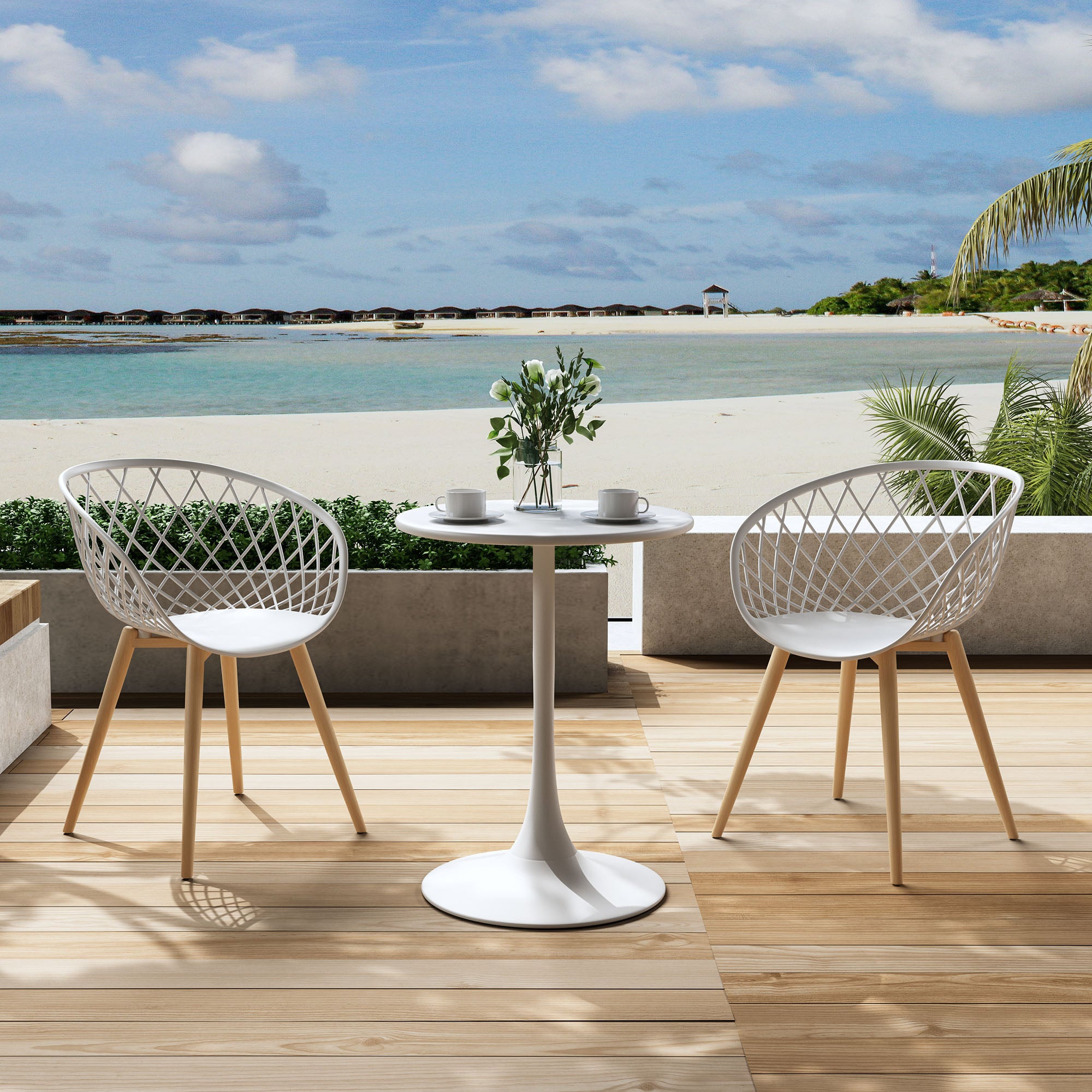 chair-chair カフェテーブル Kurv® Series Bistro Table + Kurv® Chair - Set of 2