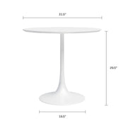 Kurv™ Series Café Table 31.5”D x 29.5”H –  White Top – White Base