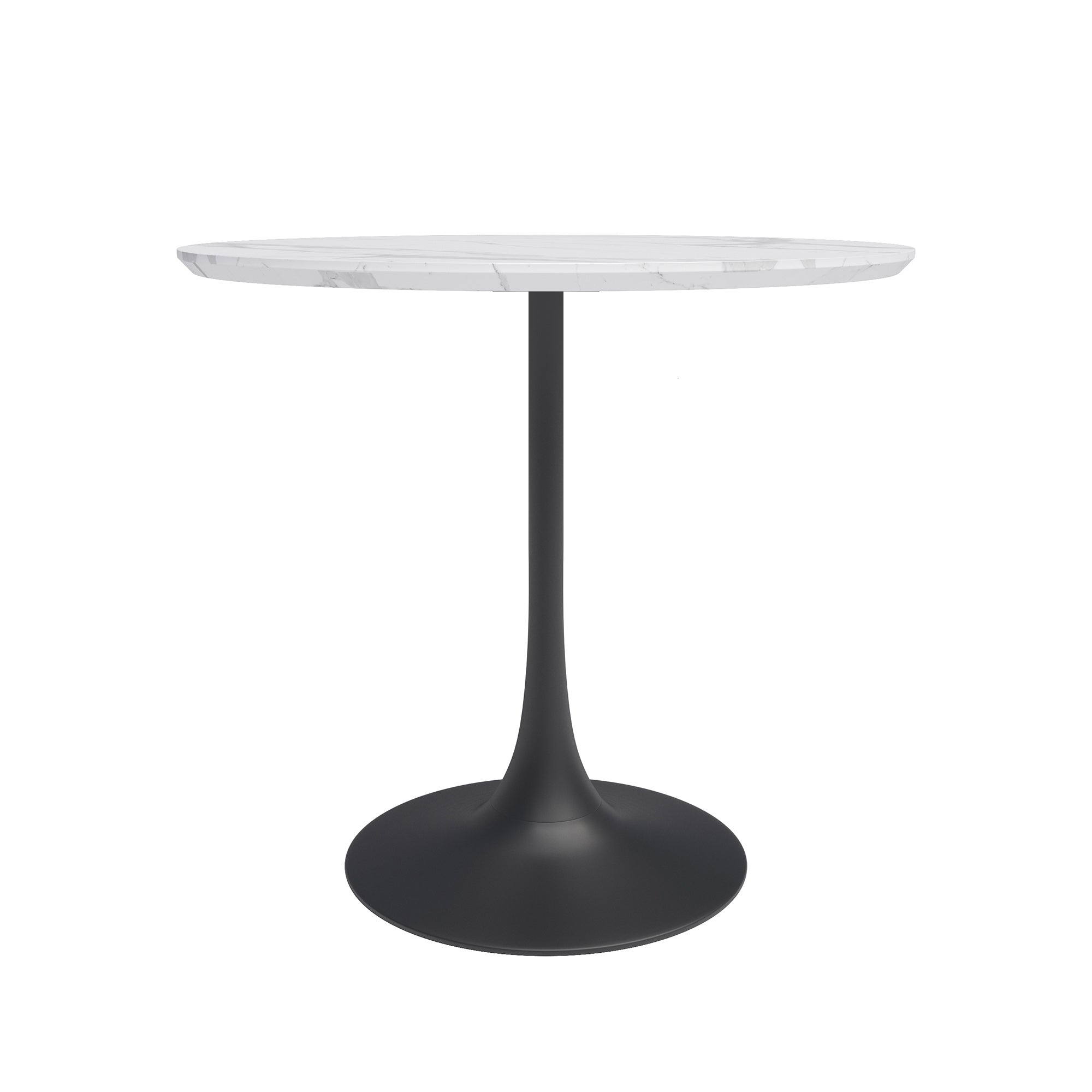 Kurv® Café Table - White Faux Marble and Black Base