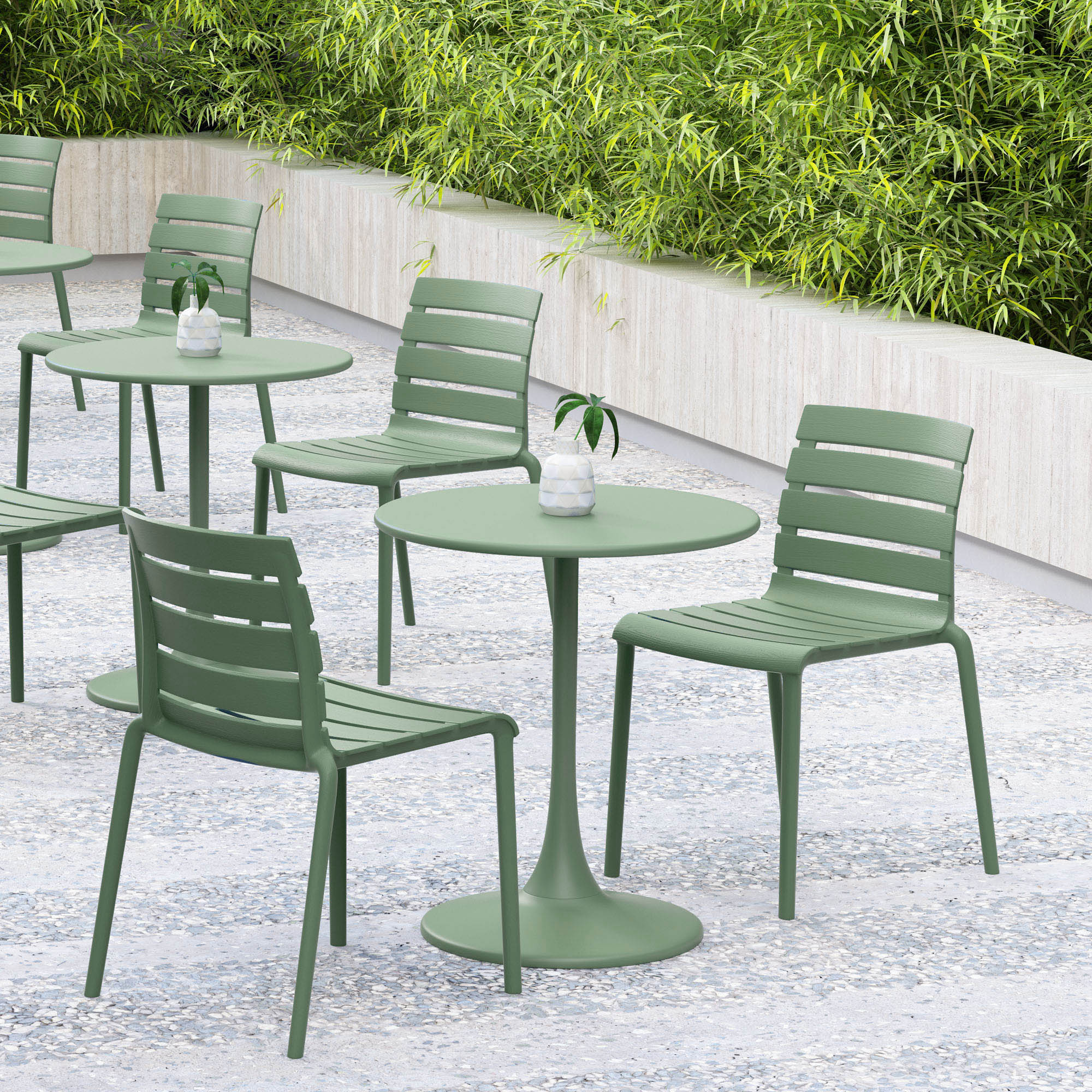 Kurv® Bistro Table - All Steel - Aloe Green, Indoor/Outdoor