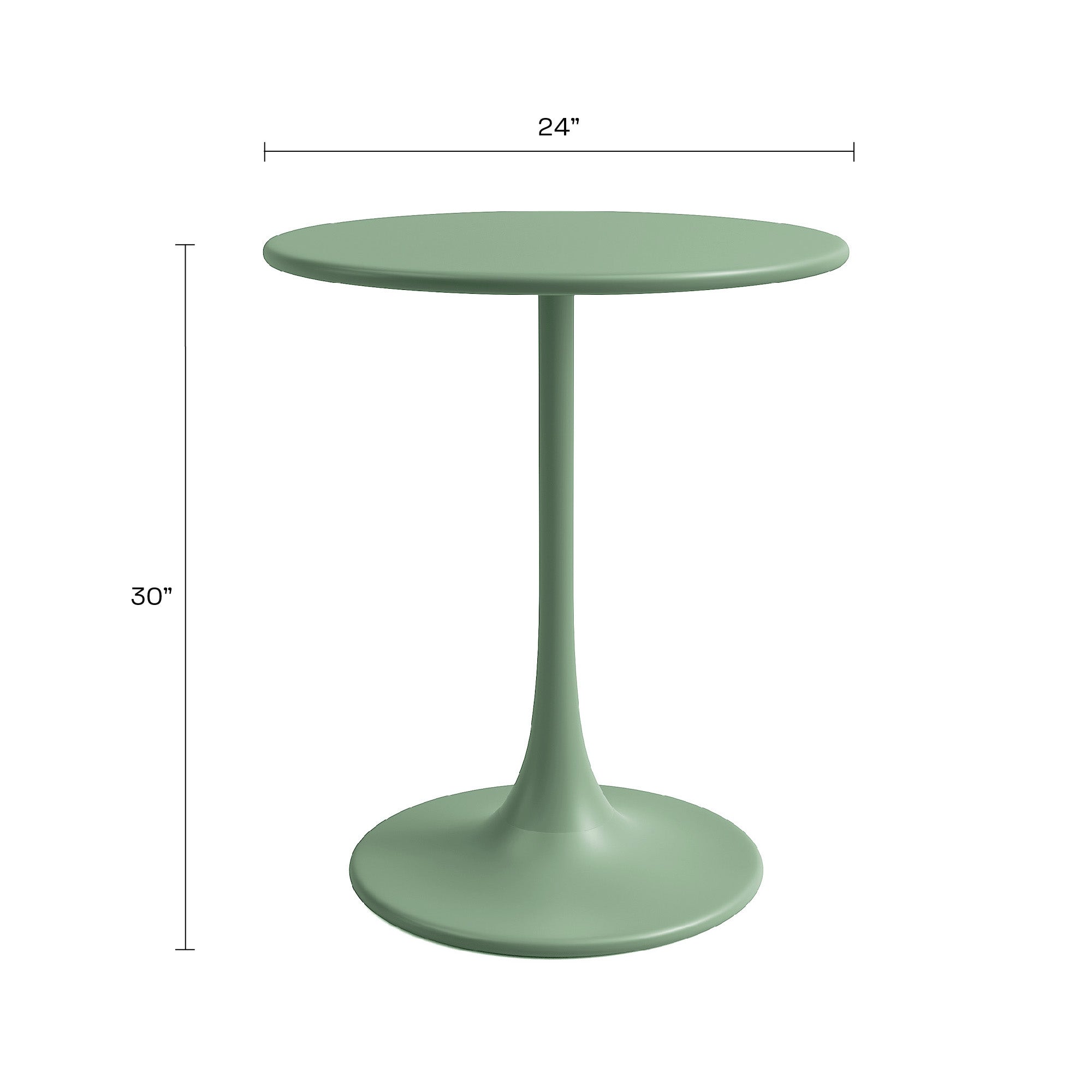 Kurv® All Steel Bistro Table for Indoors or Outdoors - 24”D x 30”H – Aloe Green