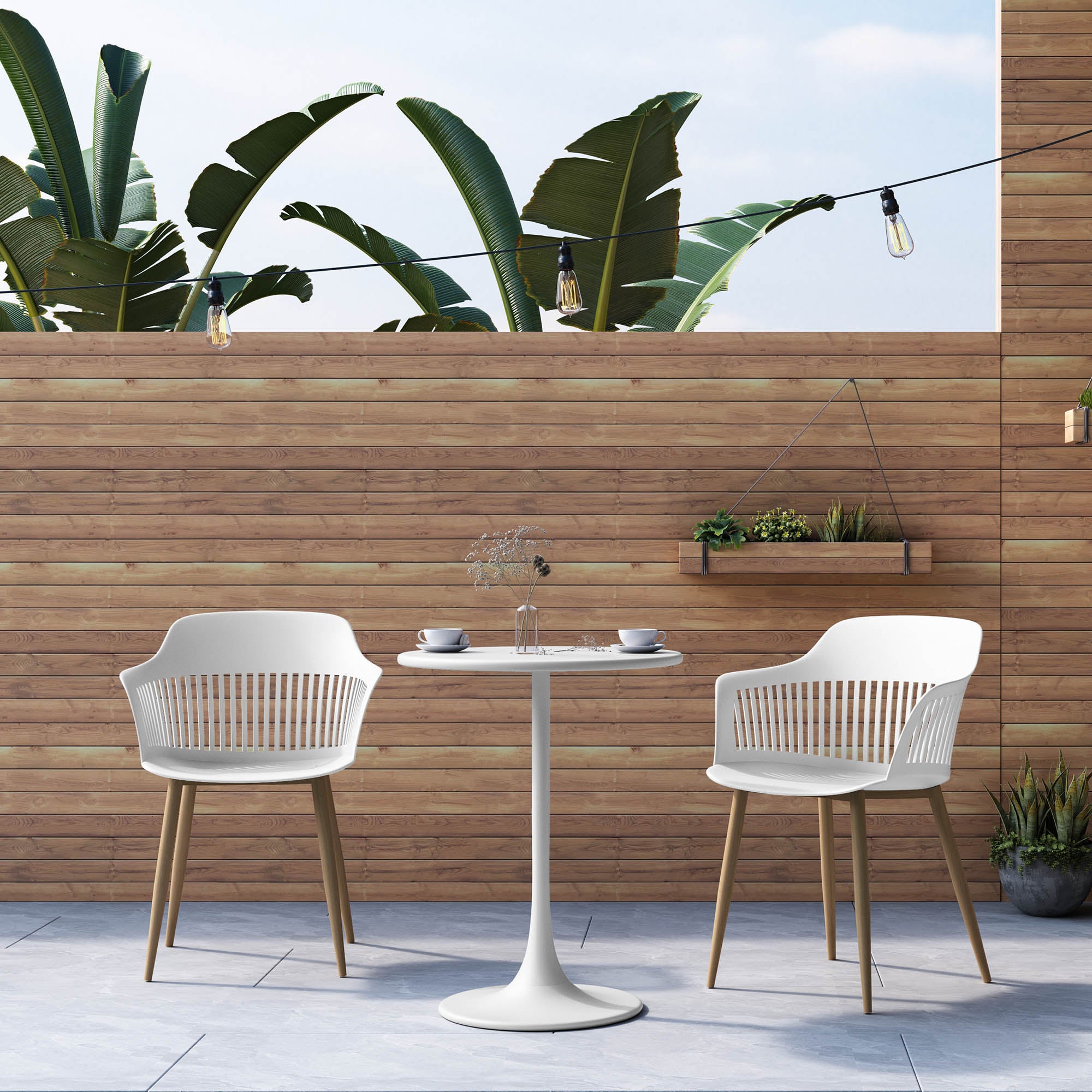 Kurv® Bistro Table - All Steel - White, Indoor/Outdoor