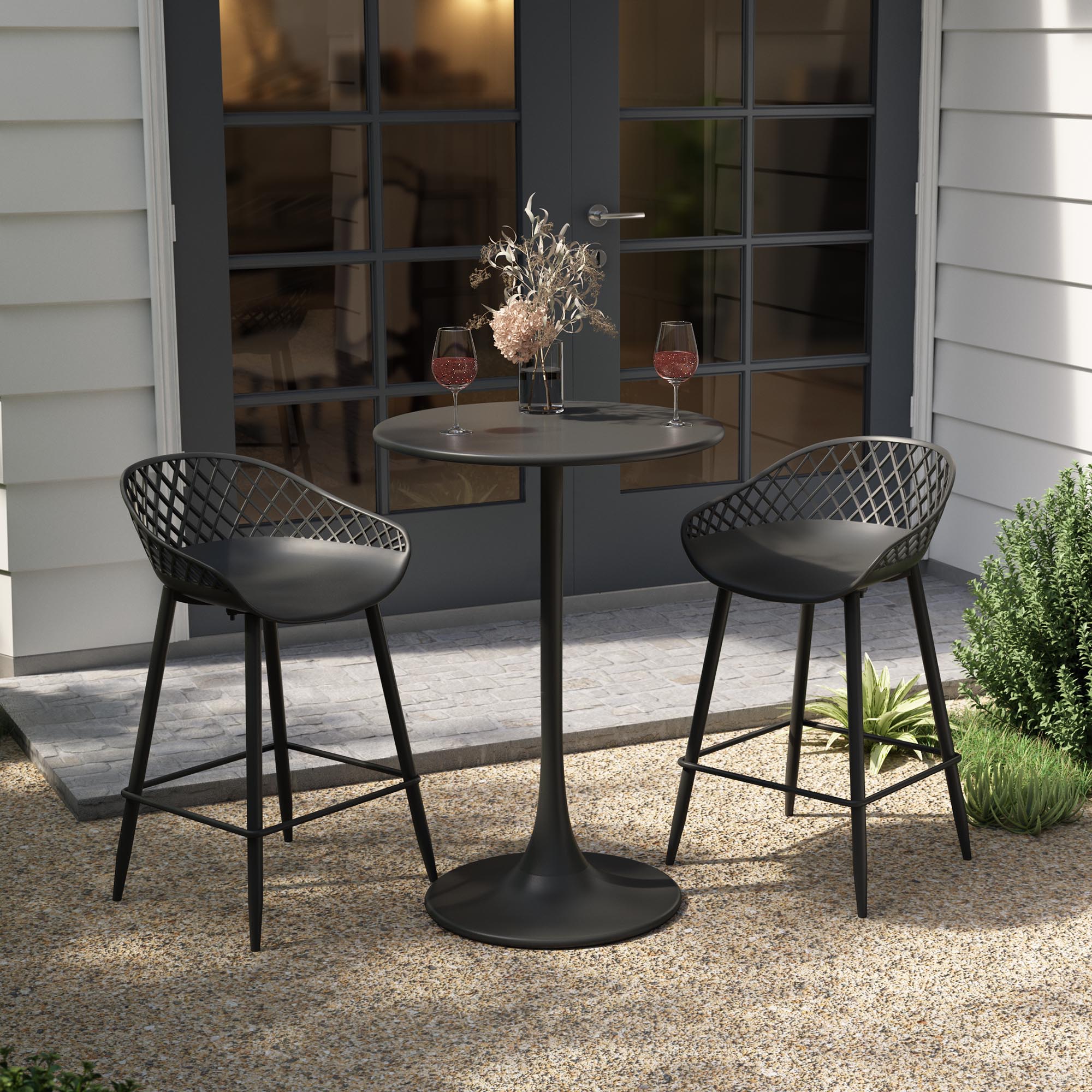 Kurv® Counter Height Table - All Steel - Black, Indoor/Outdoor