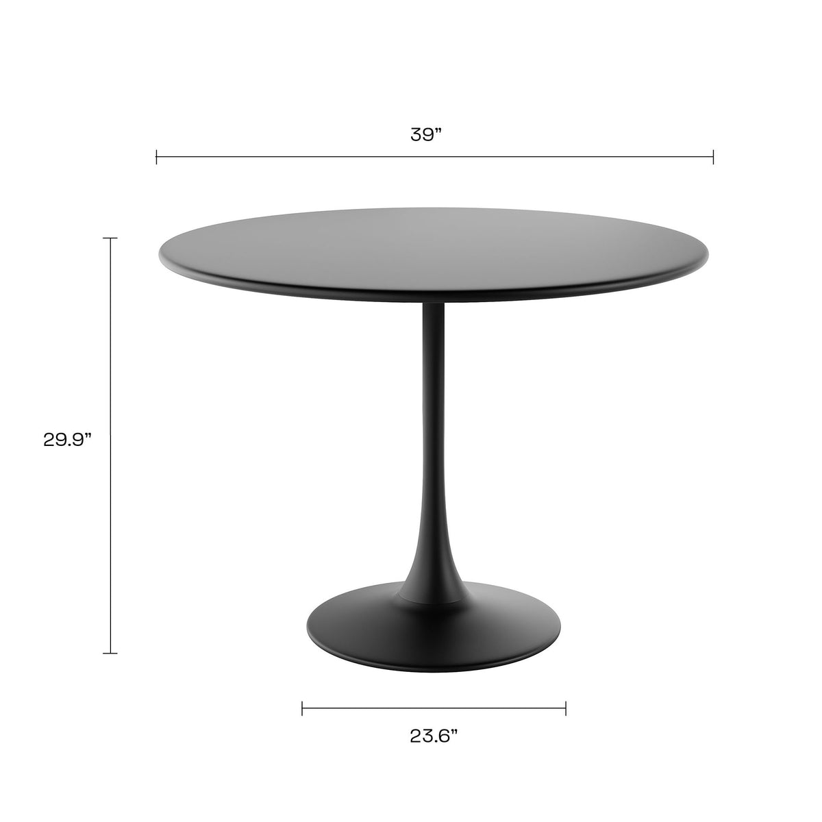 Kurv™ Series Black Bistro Steel Table - 39"D x 30"H