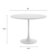 Kurv™ Series White Bistro Steel Table - 39"D x 30"H