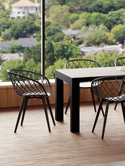 Kurv™ Indoor and Outdoor Arm Chair - Black - Set of 2