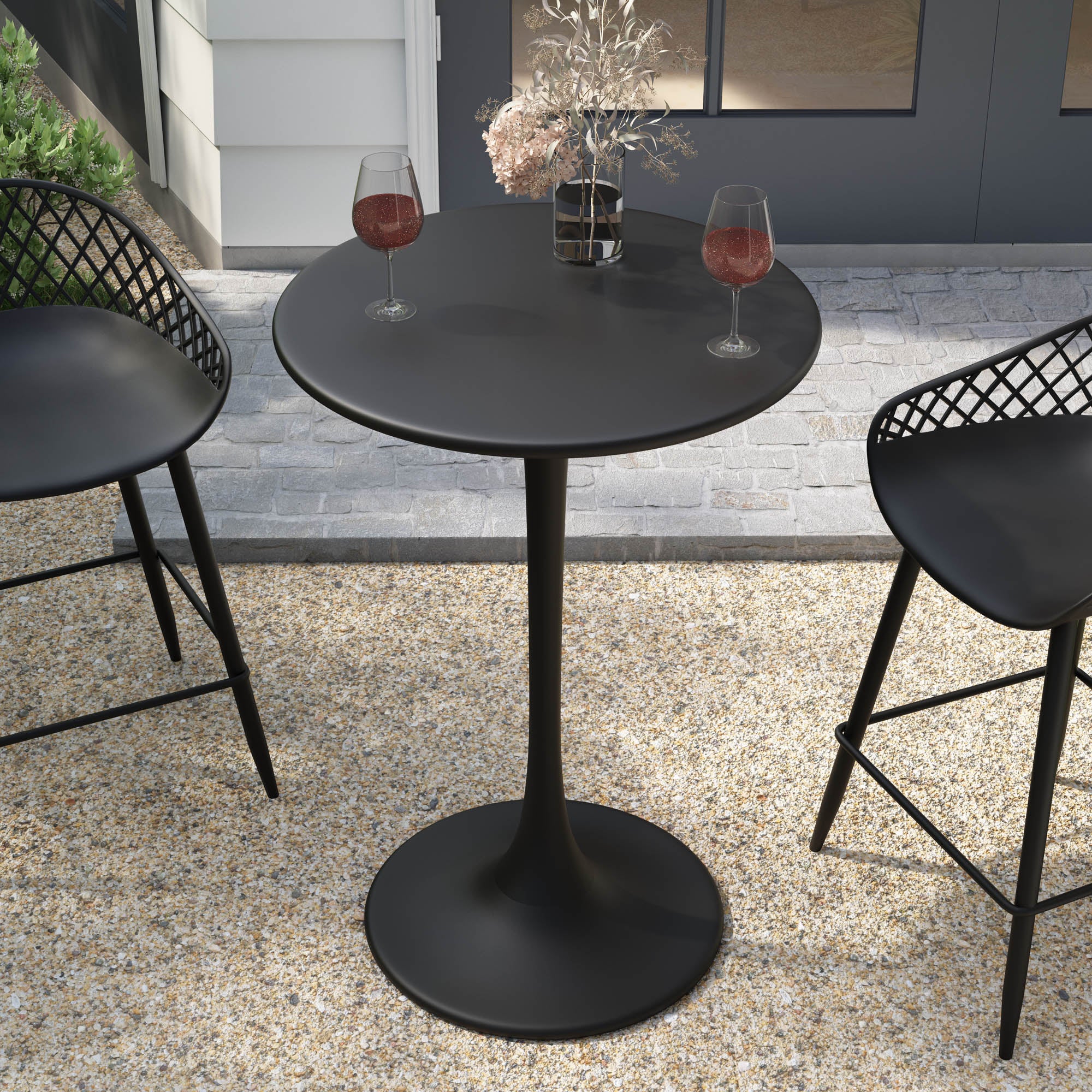 Kurv® Counter Height Table - All Steel - Black, Indoor/Outdoor