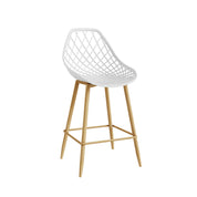 Kurv™ Indoor and Outdoor Counter Chair - White with Natural Legs - Set of 2