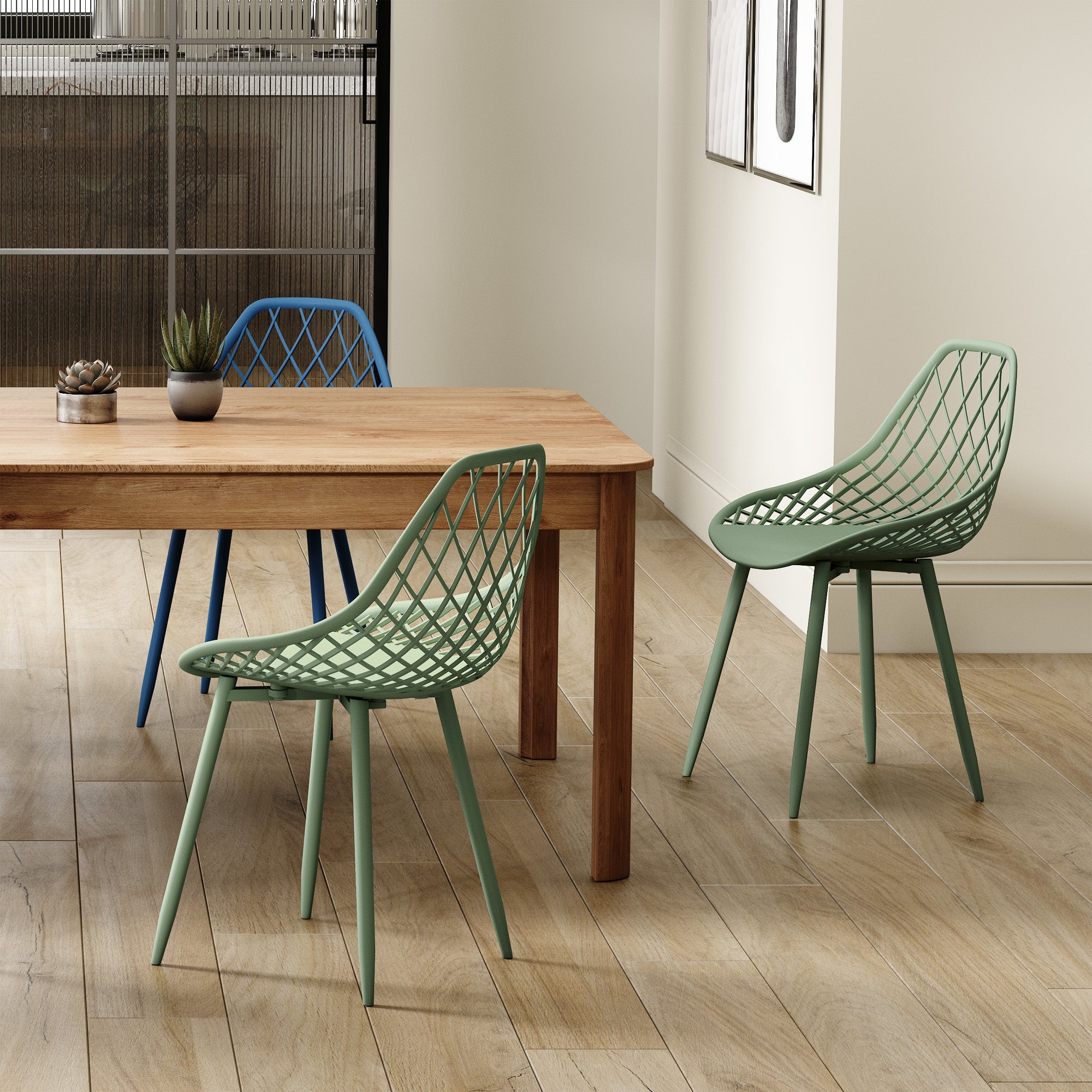 Kurv® Dining Chair - Aloe Green, Indoor/Outdoor - Set of 2