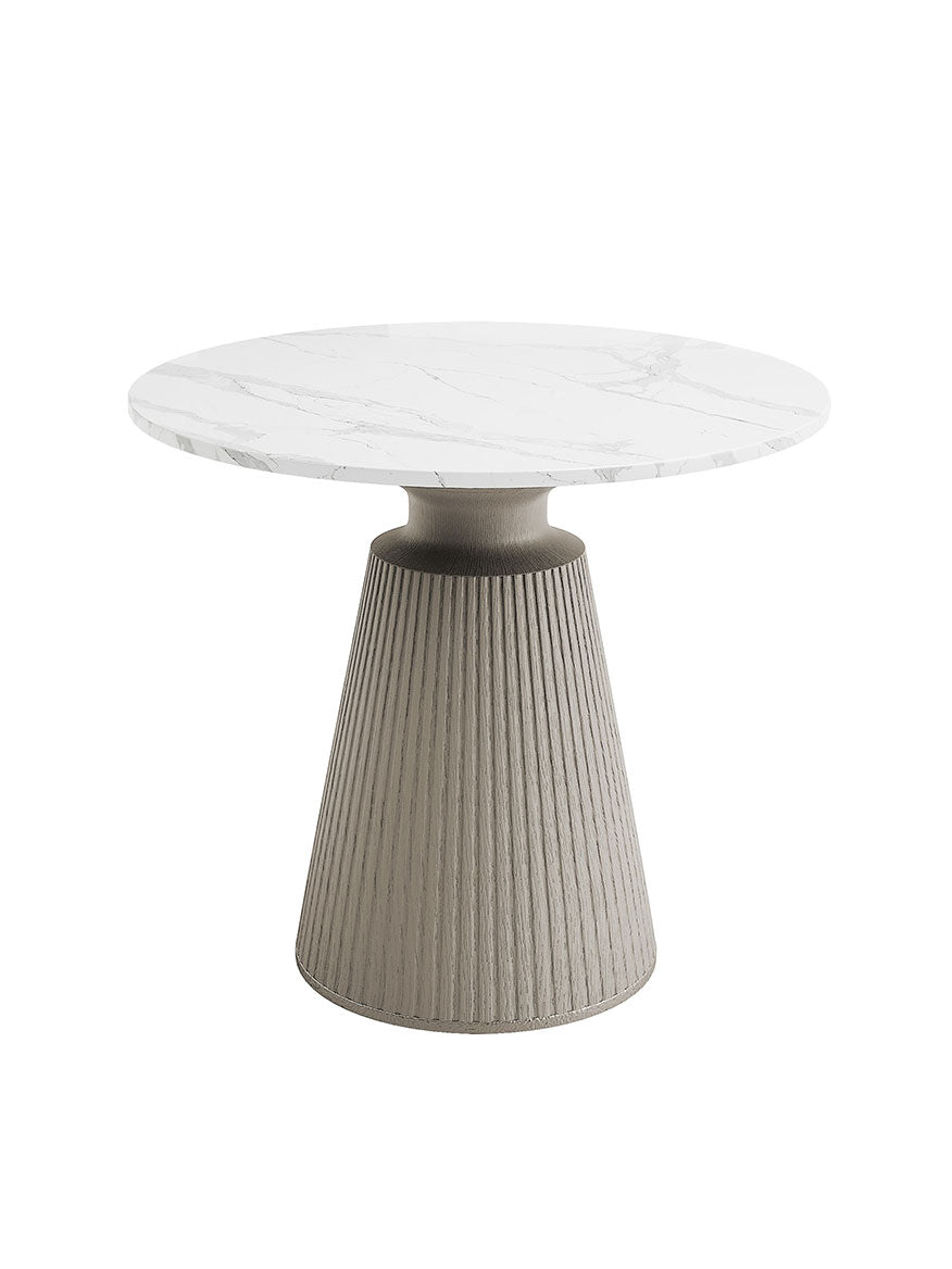 Leda Side Table - White Faux Marble and Medium Gray Base