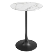 Kurv® Counter Cafe Table for Indoors – 24”D x 36”H – Faux Marble Top – Black Base