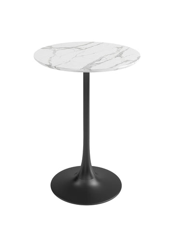 Kurv™ Series Counter Cafe Table 24"D x 36”H - Marble/ Black