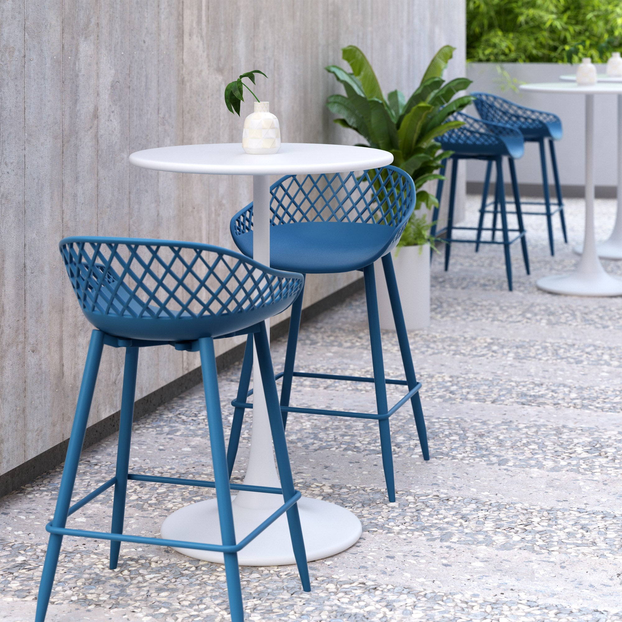 Kurv® Counter Stool - Berry Blue, Indoor/Outdoor - Set of 2