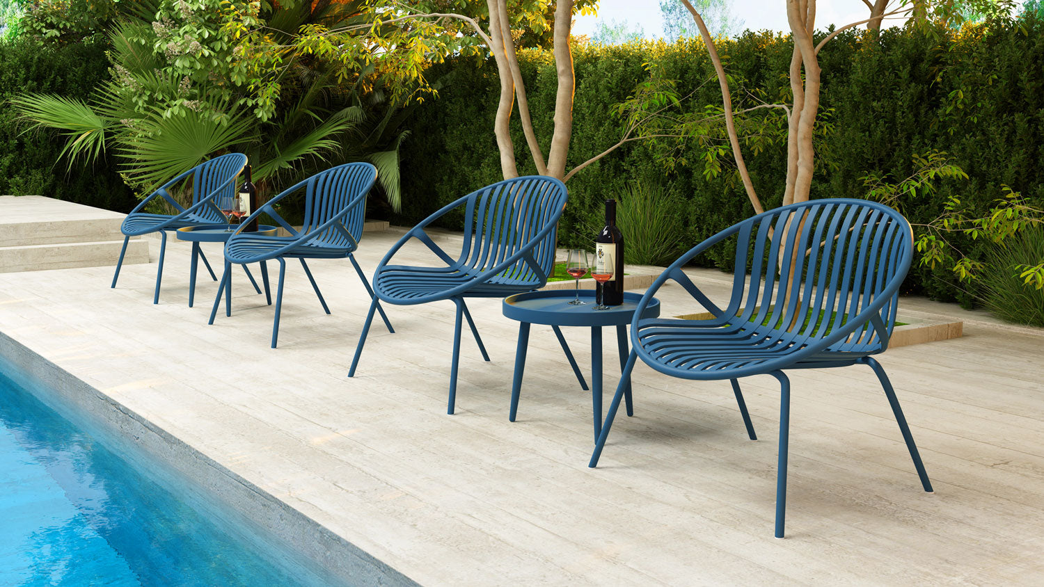 Rio Lounge Chair - Berry Blue, Indoor/Outdoor - Set of 2