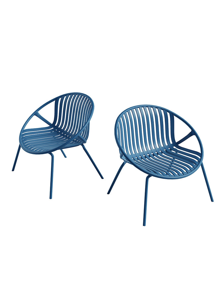 Rio Indoor or Outdoor Stackable Modern Lounge Chair- Berry Blue - Set of 2