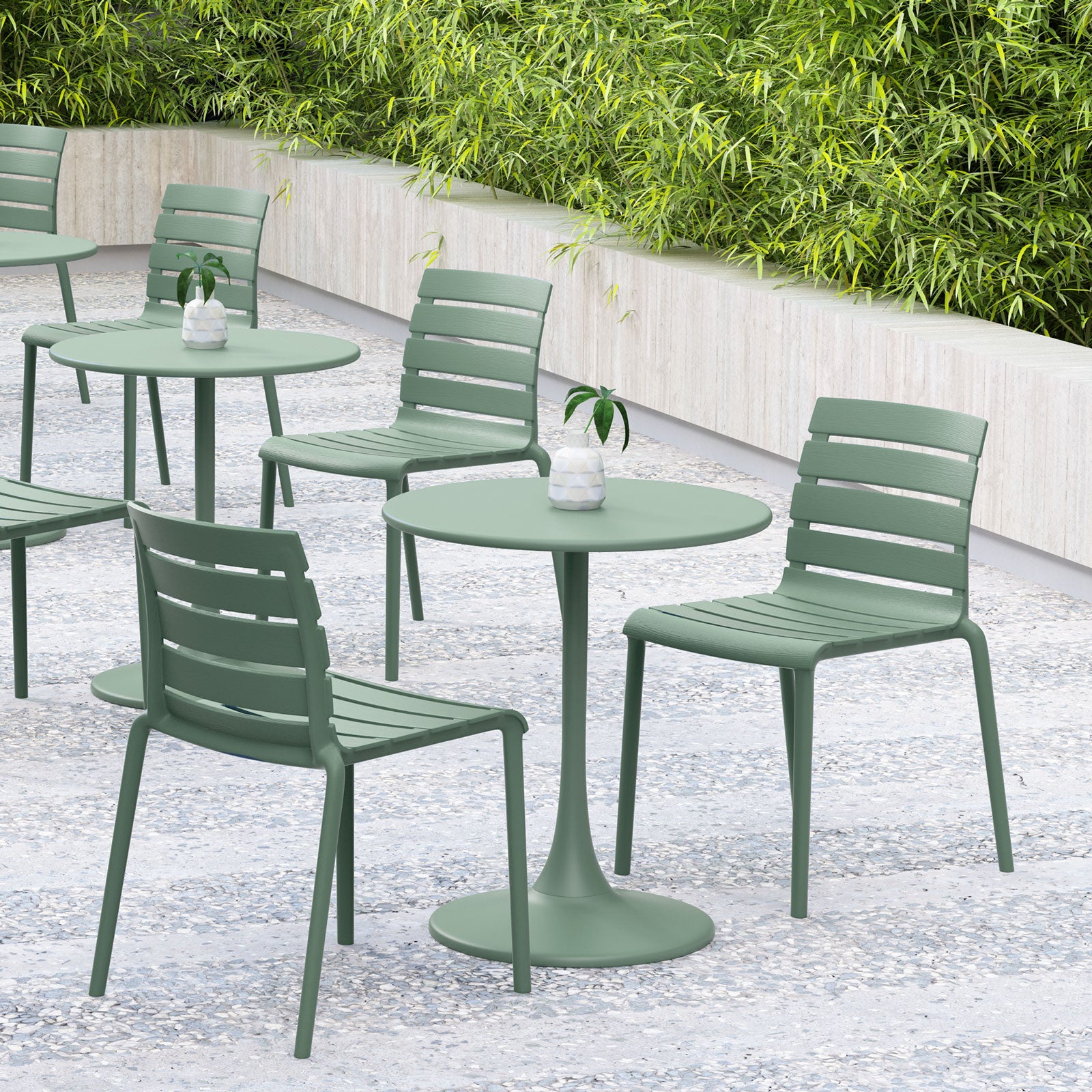 Rylan Stackable Chair - Aloe Green, Indoor/Outdoor - Set of 4
