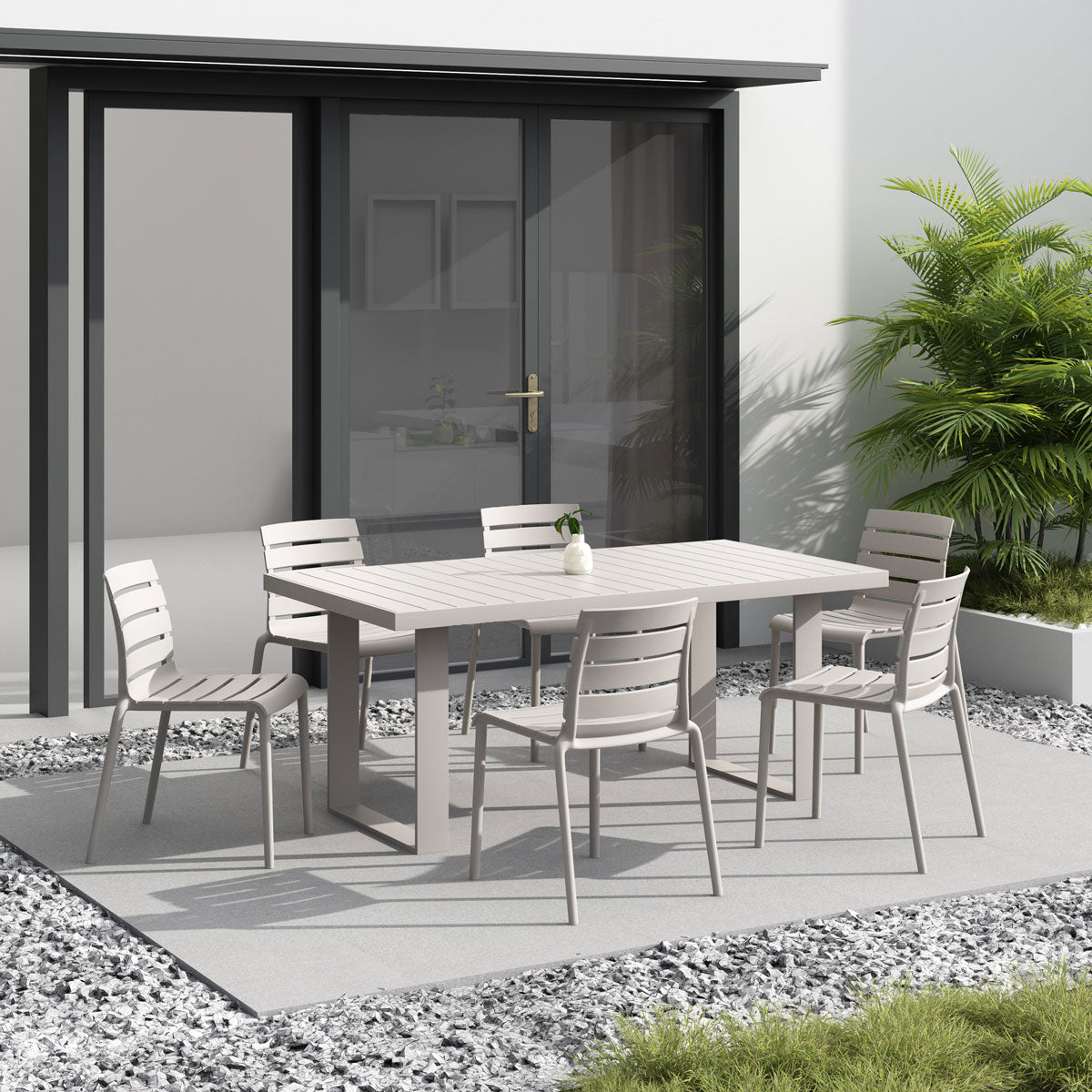Rylan Indoor and Outdoor Stackable Chair - Cement Gray - Set of 2