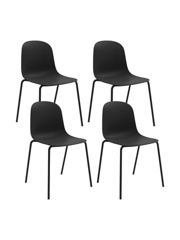 Serena Stackable Chair with Steel Frame - Black - Set of 4