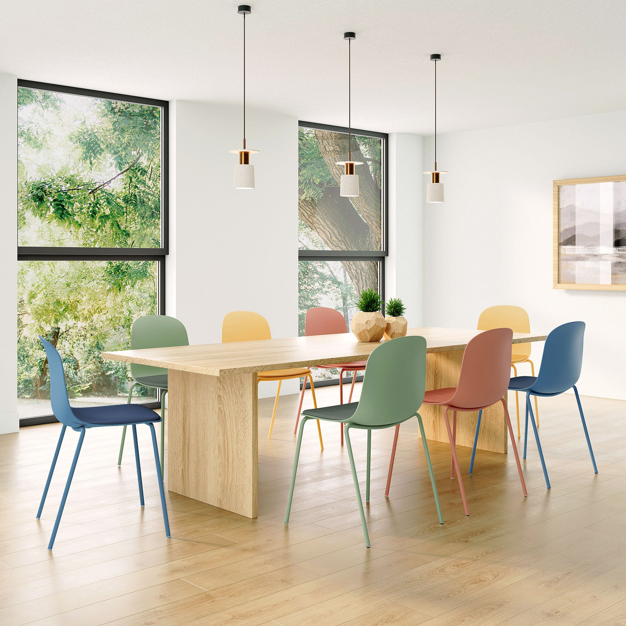 Serena Stackable Chair - Whale Blue, with Cushion - Set of 4