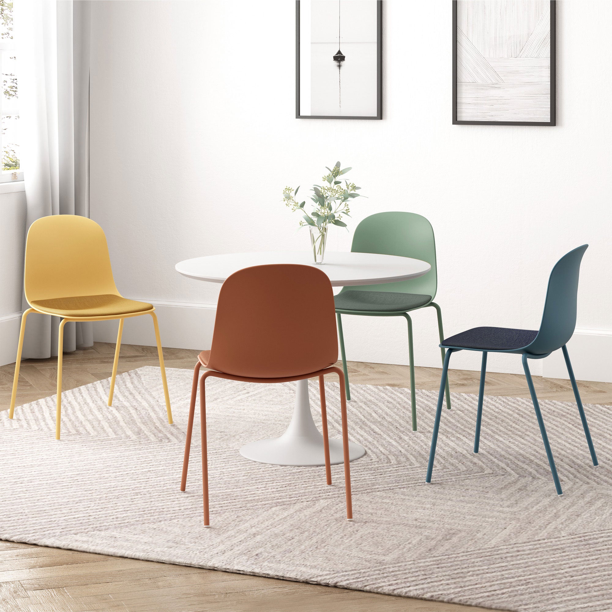 Serena Stackable Chair - Clay Red, with Cushion - Set of 4