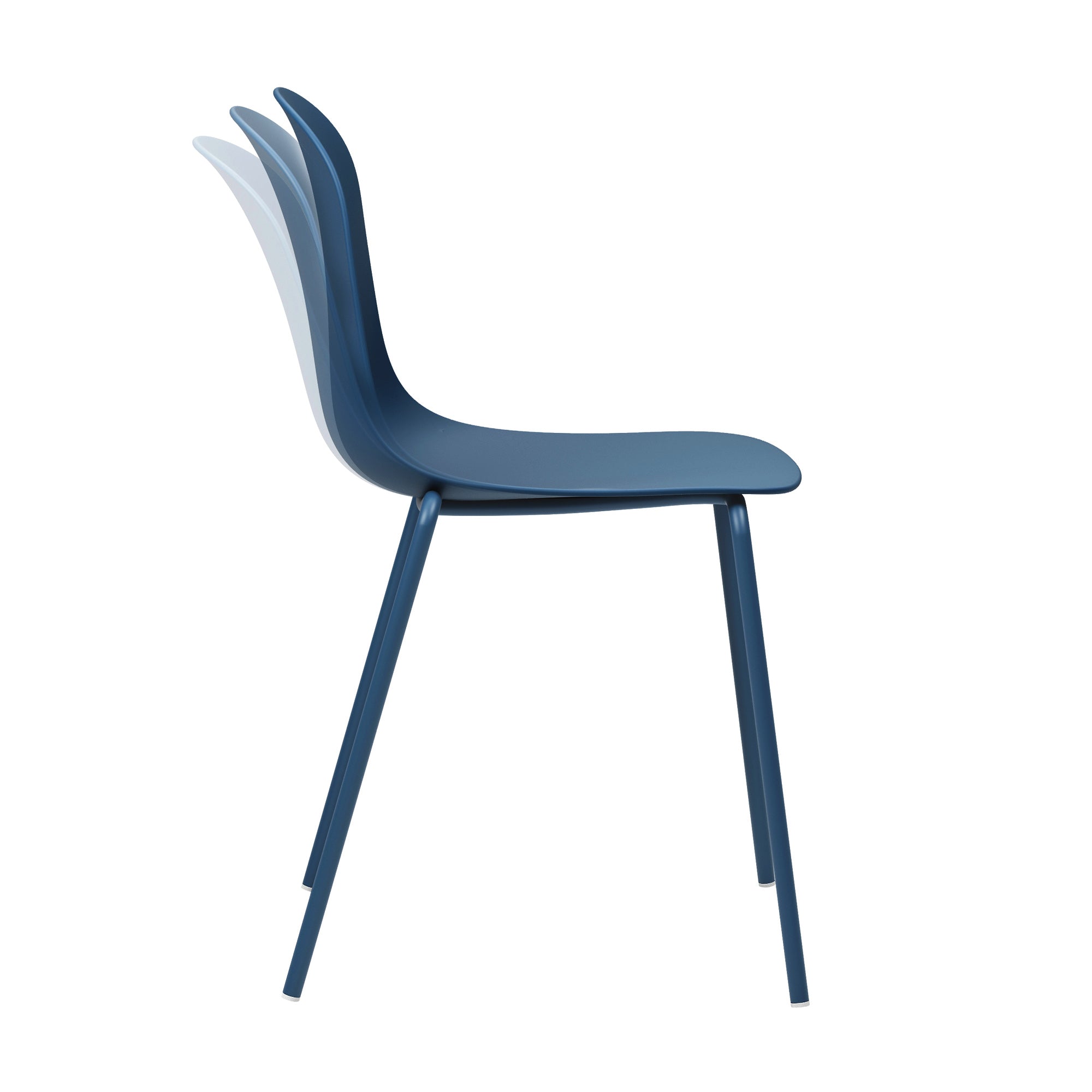 Serena Stackable Chair with Steel Frame - Berry Blue - Set of 4