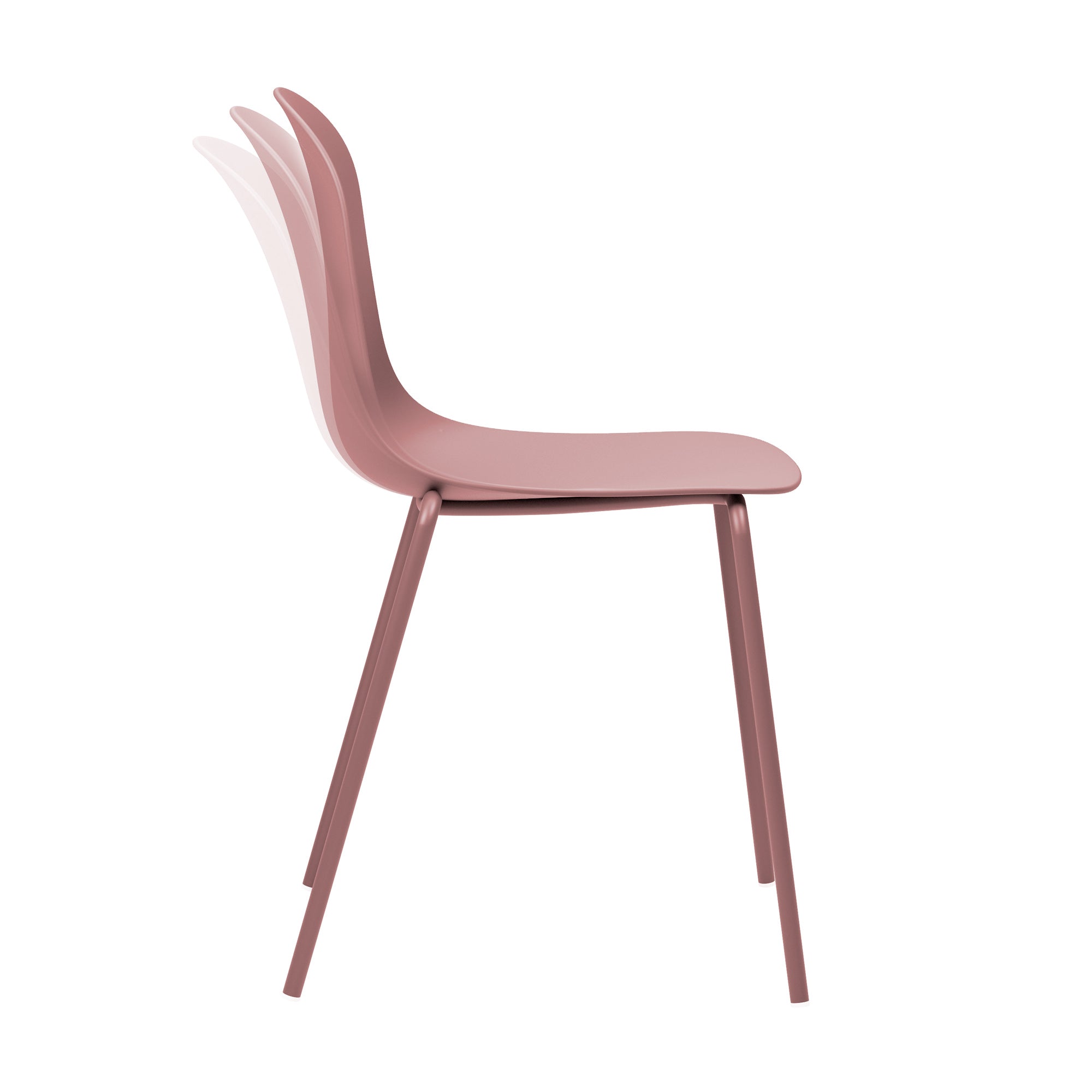 Serena Stackable Chair with Steel Frame - Dusty Pink - Set of 4