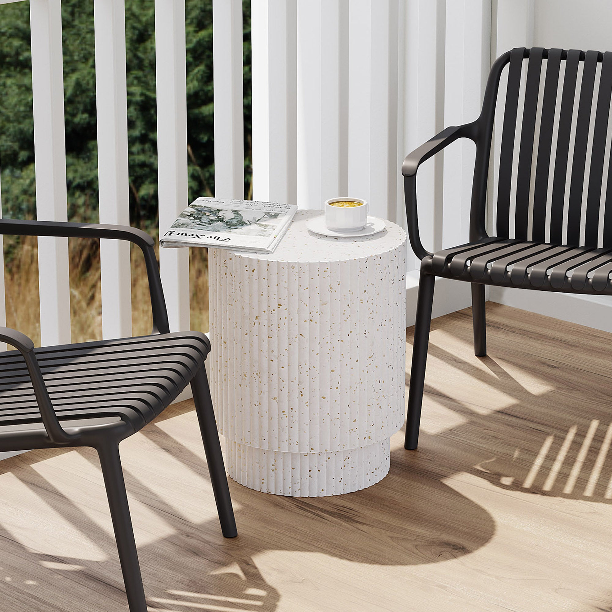 Sheila Indoor or Outdoor End Table - Stone White - 15.8"D x 19.7"H