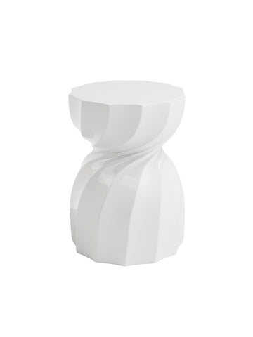 Swirl Side Table - Pearl White Finish - 13"D x 18"H