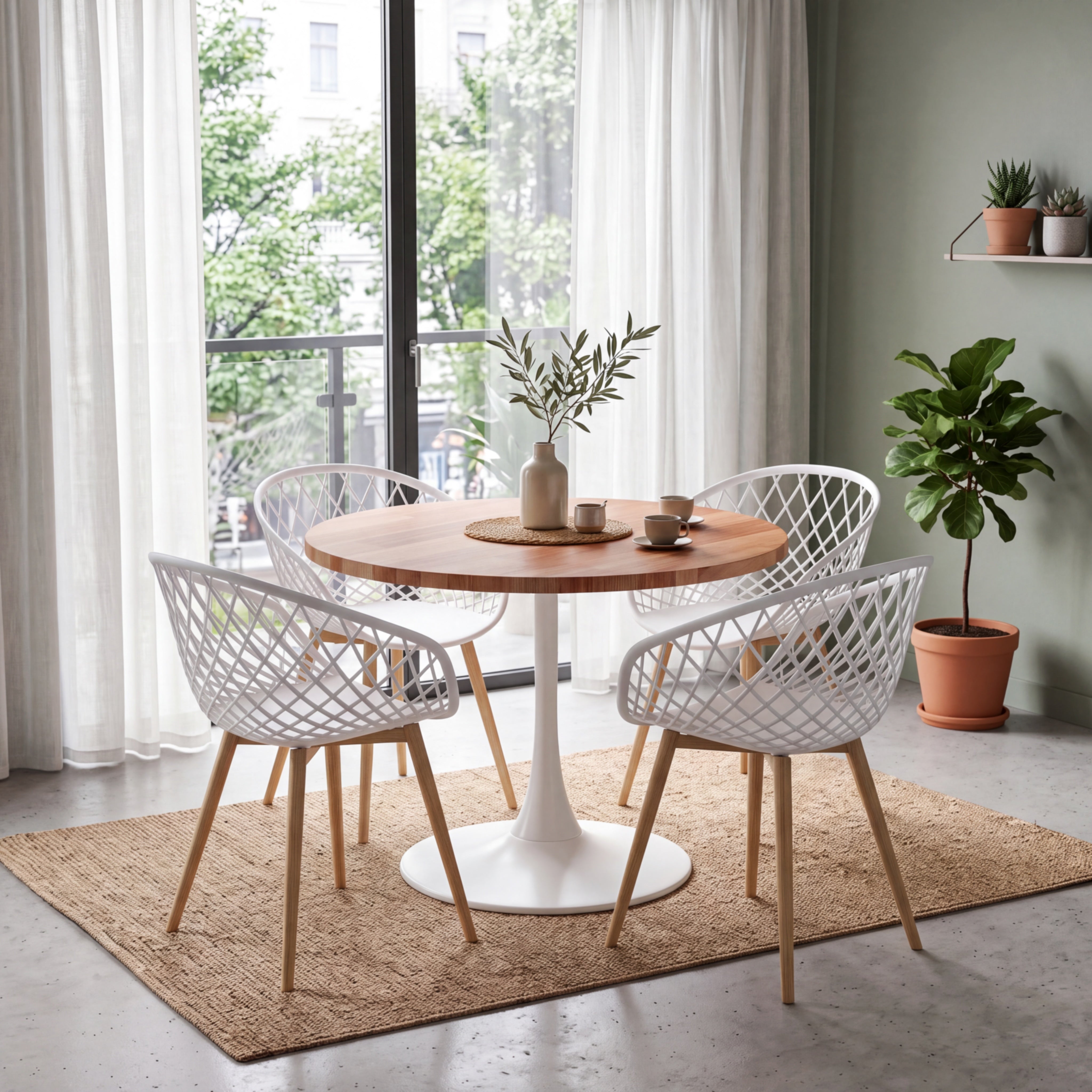 Kurv® Arm Chair - White, Indoor/Outdoor - Set of 2