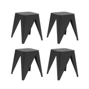 Facet Stacking Stool & Side Table- Black - Set of 4