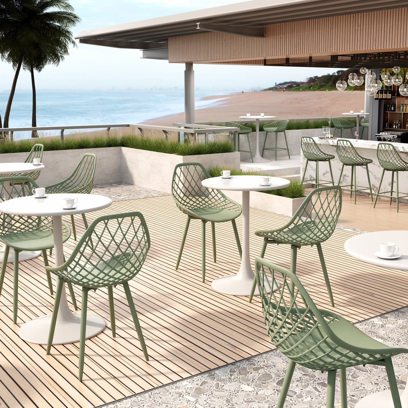 Kurv® Dining Chair - Aloe Green ( 2 Pack ) | Jamesdar