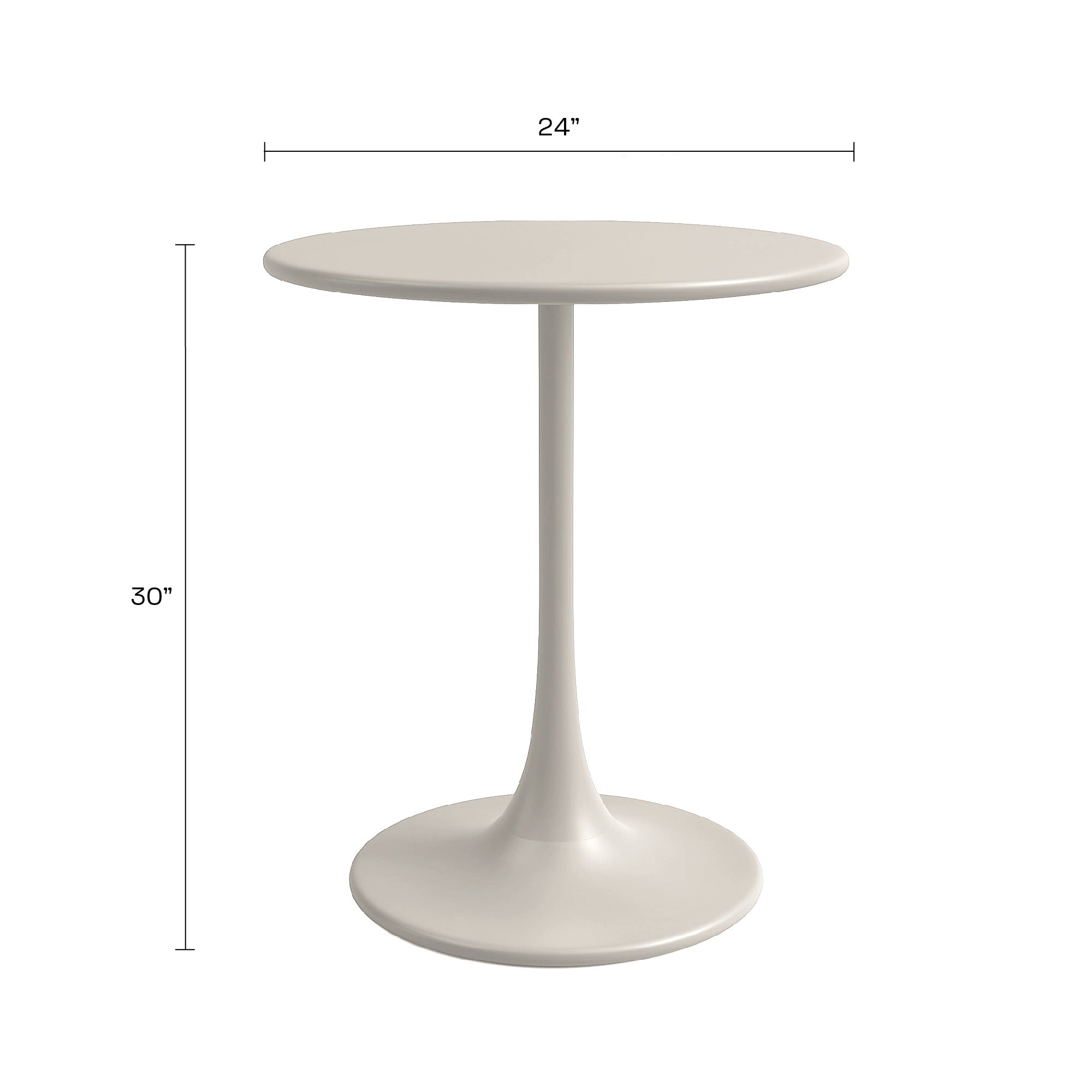 Kurv® All Steel Bistro Table for Indoors or Outdoors - 24”D x 30”H – Cement Gray