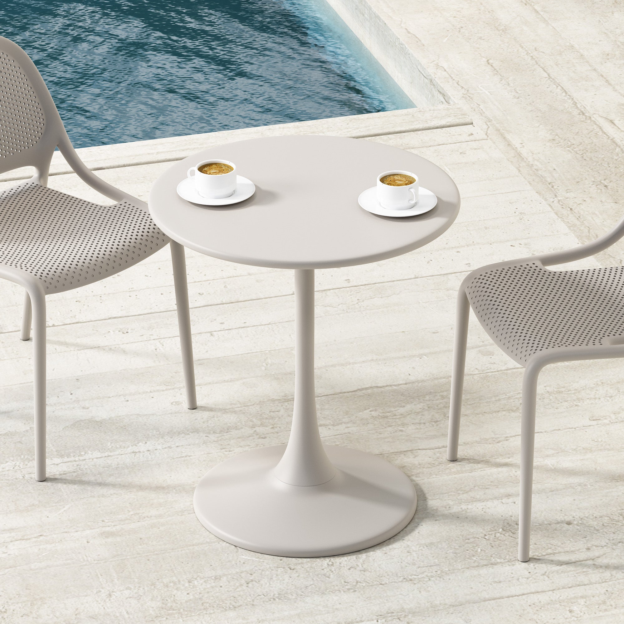 Kurv® All Steel Bistro Table for Indoors or Outdoors - 24”D x 30”H – Cement Gray